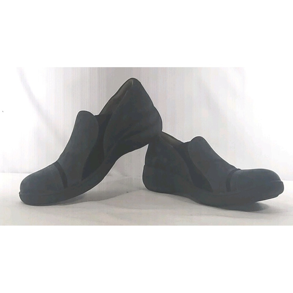 ARAVON REVsolace Slip-On Black Charcoal Leather Suede Women's 7.5 Preowned